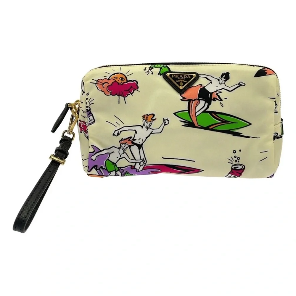 Prada Cream and Multicolor Graphic Wristlet - Picture 1 of 8